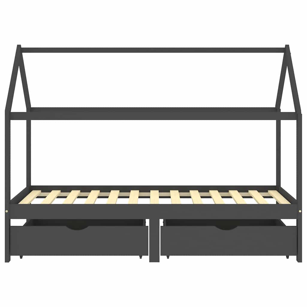 

vidaXL Kinderbedframe met lades grenenhout donkergrijs 90x200 cm