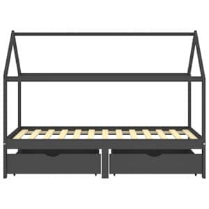Rám dětské postele se zásuvkami tmavě šedý borovice 90 x 200 cm - obrázek 3