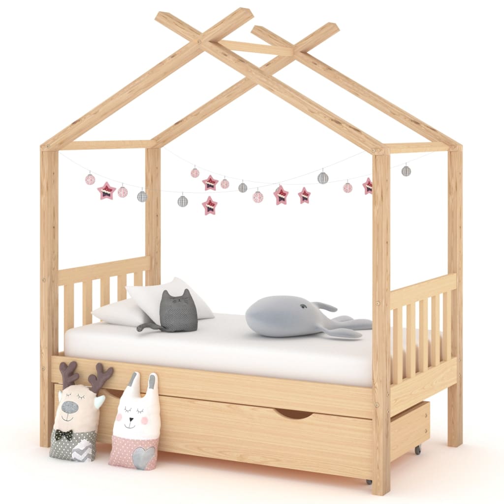Kinderbett mit Schublade Massivholz Kiefer 70×140 cm kaufen