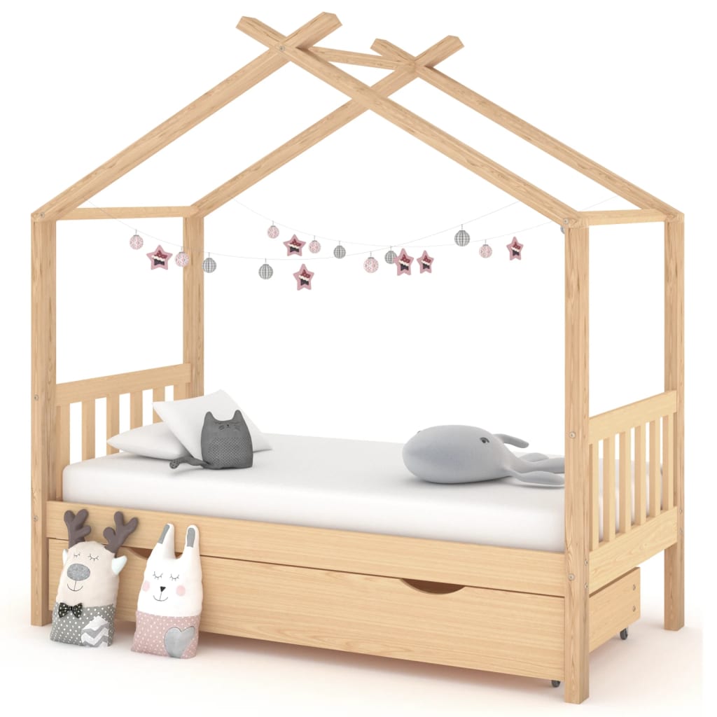 vidaXL Cadre de lit d'enfant avec un tiroir Pin massif 80x160 cm