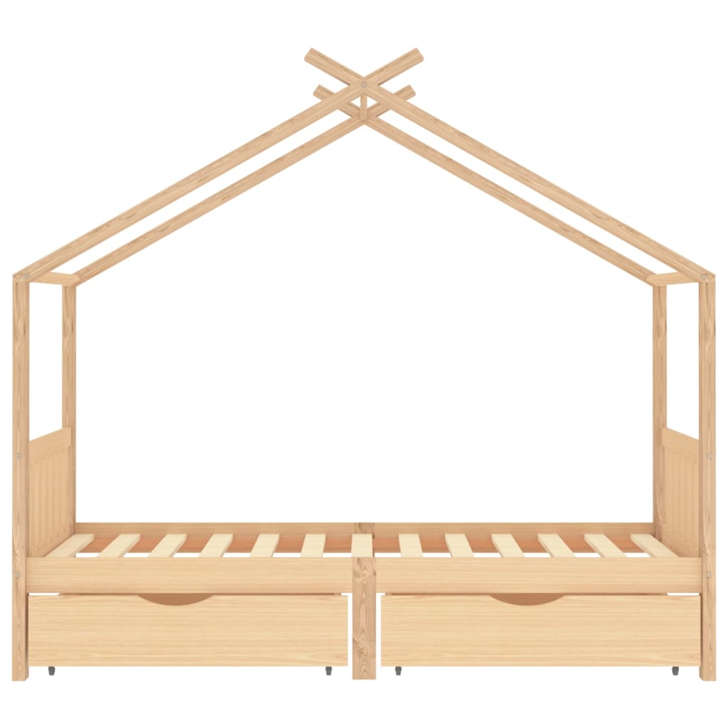 vidaXL Cadre de lit enfant avec tiroirs bois de pin massif 90x200 cm