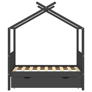 Rám dětské postele se zásuvkou tmavě šedý borovice 70 x 140 cm - obrázek 3