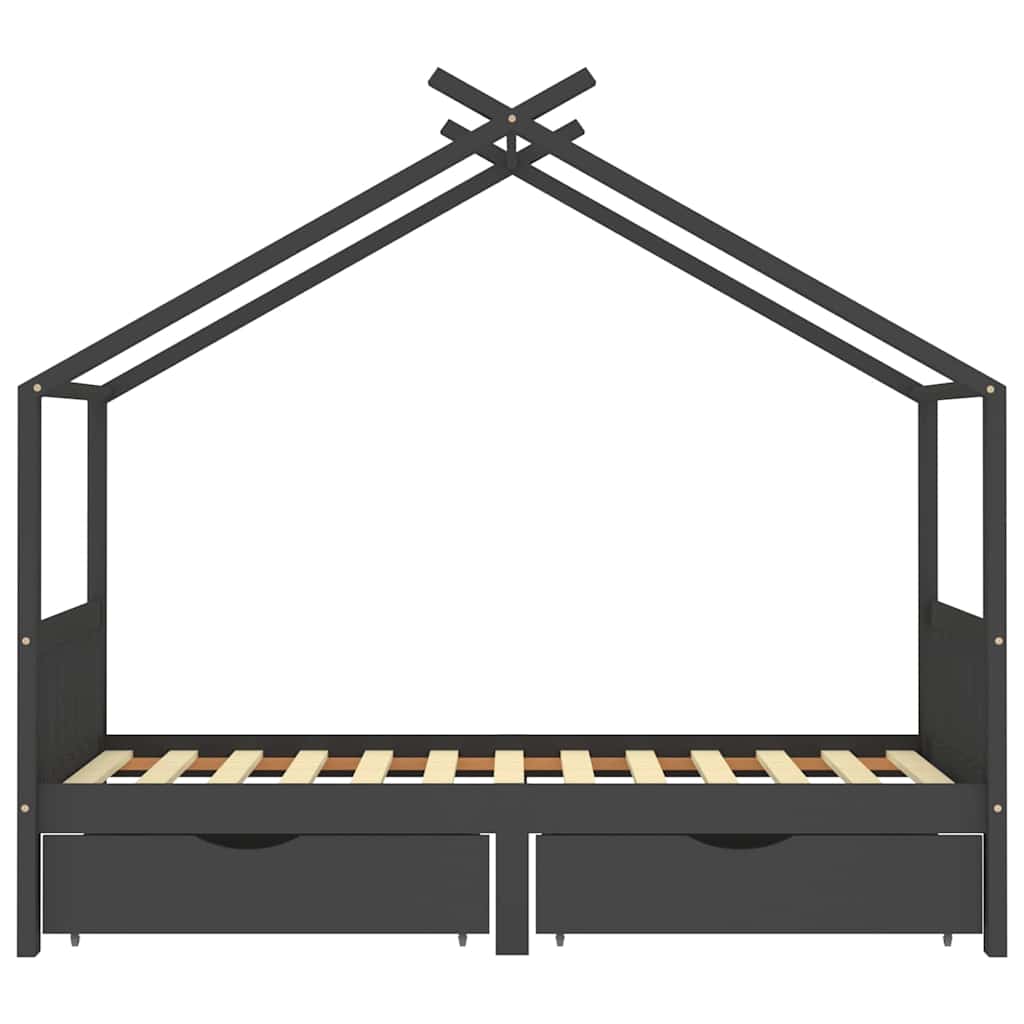 Thumbnail - vidaXL Kinderbett mit Schubladen Dunkelgrau Massivholz Kiefer 90x200cm