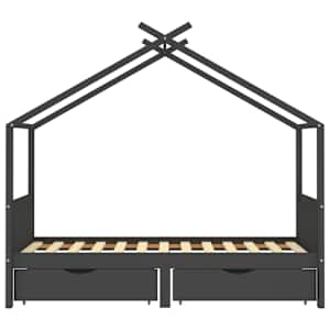 vidaXL Lasten s&auml;ngynrunko laatikoilla harmaa t&auml;ysi m&auml;nty 90x200cm