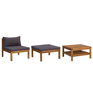 vidaXL 3osaline aiadiivanikomplekt, tumehallide patjadega, akaatsia