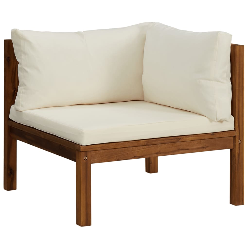 Image of vidaXL Sectional Corner Sofa with Cream White Cushion Acacia Wood