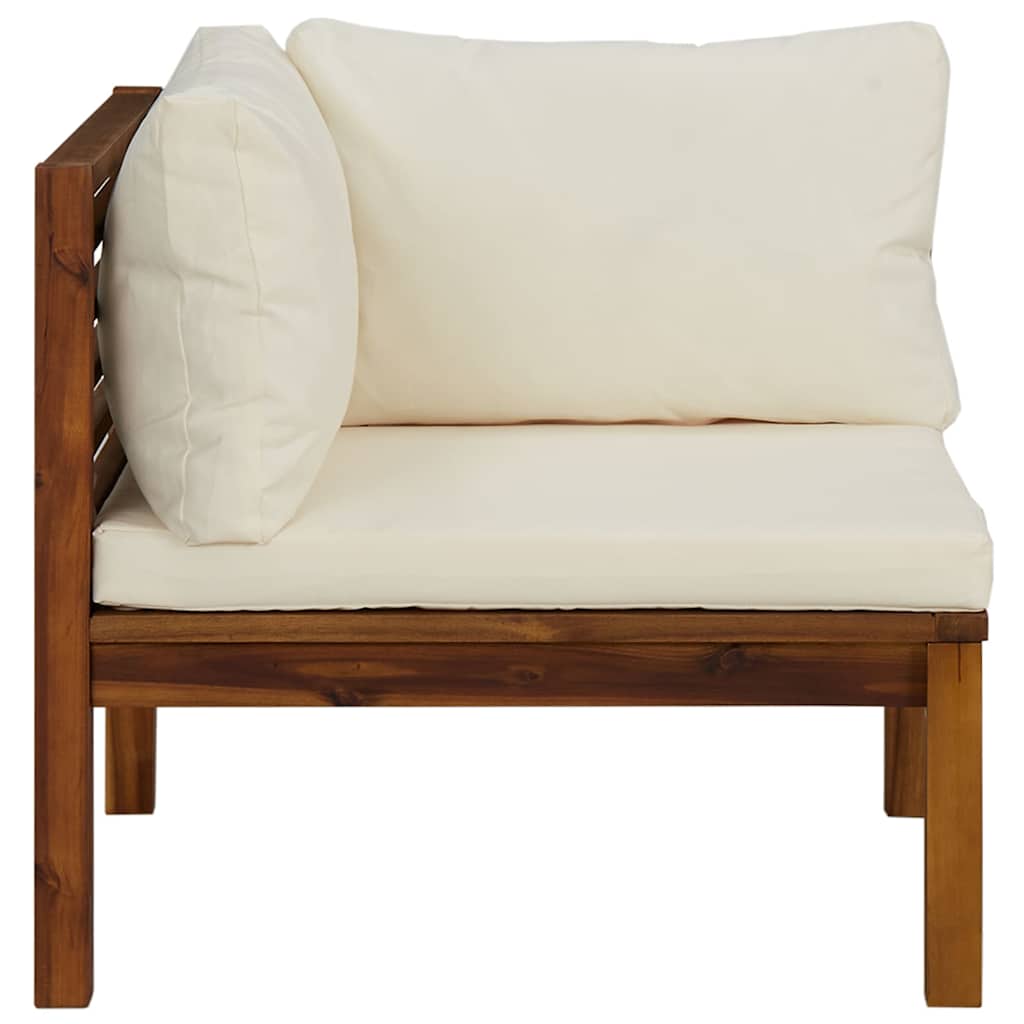 Thumbnail - vidaXL Modulares Ecksofa mit Cremeweißen Kissen Akazienholz