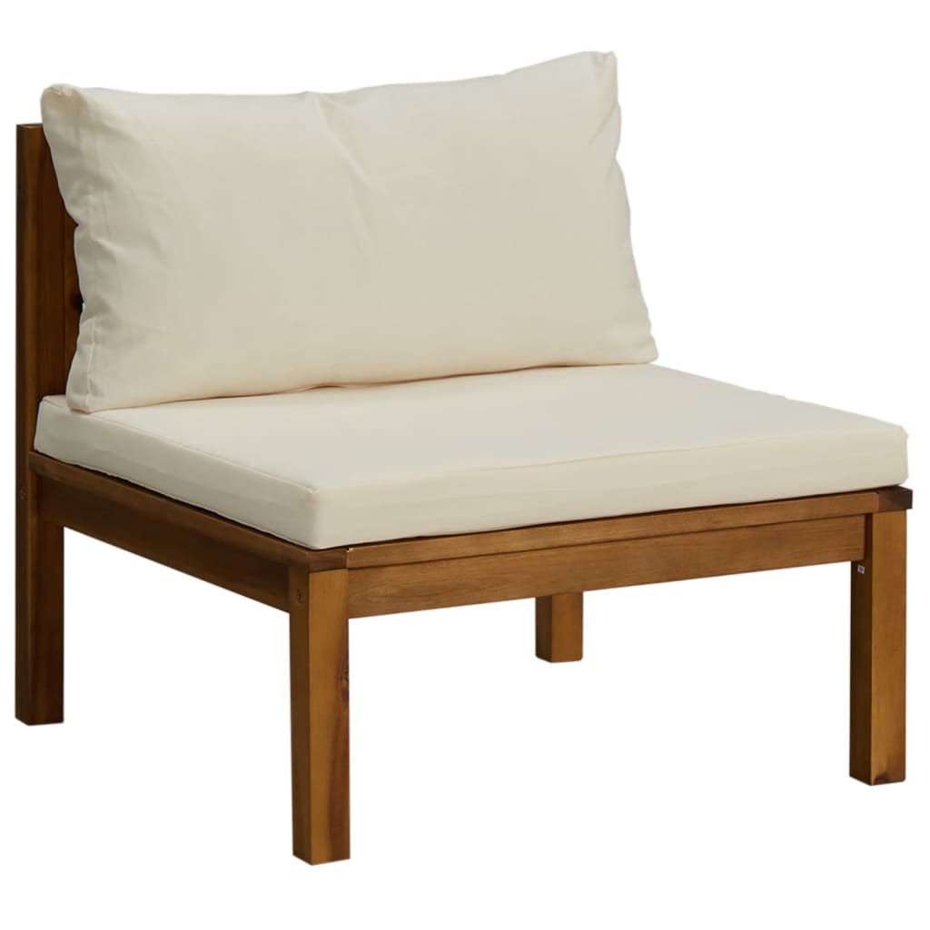 Image of vidaXL Sectional Middle Sofa with Cream White Cushion Acacia Wood