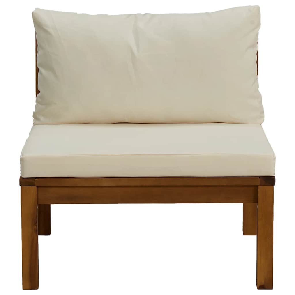 Thumbnail - vidaXL Modulares Mittelsofa mit Cremeweißen Kissen Akazienholz