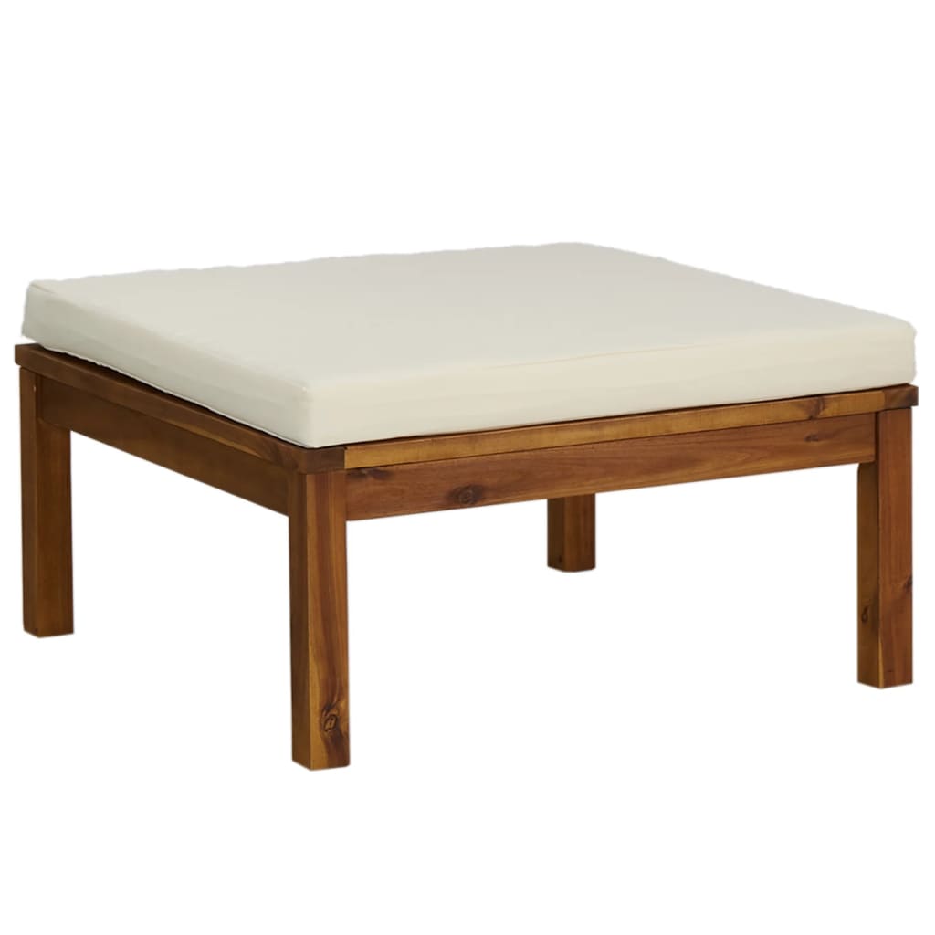 

vidaXL Footrest with Cream White Cushion Solid Acacia Wood