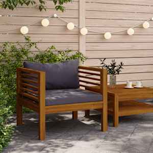 Vrtni stol s temno sivimi blazinami trden akacijev les