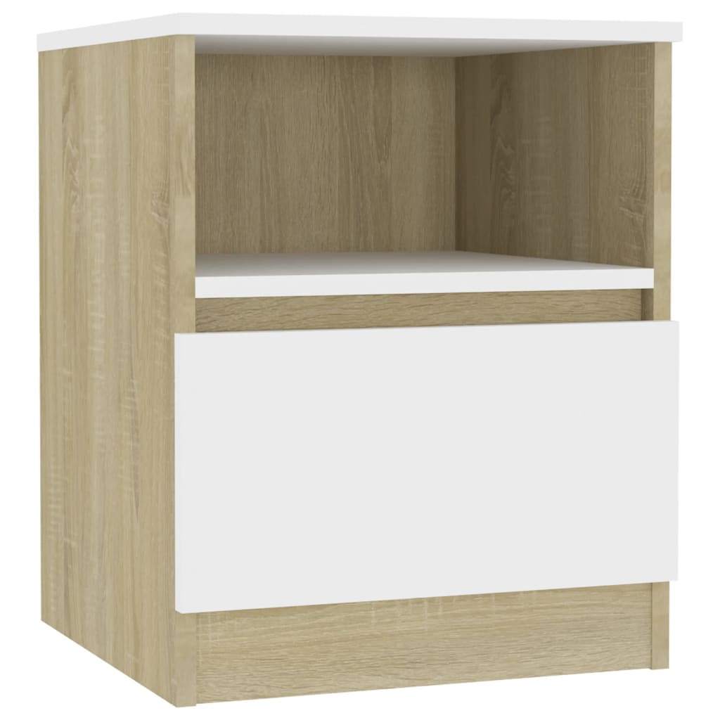 

vidaXL Nachtkastjes 2 st 40x40x50 cm spaanplaat wit sonoma eikenkleur