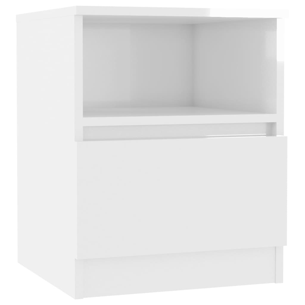 vidaXL Bed Cabinets 2 pcs High Gloss White 40x40x50 cm Engineered Wood