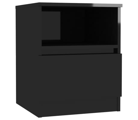 vidaXL Nattbord 2 stk h&oslash;yglans svart 40x40x50 cm konstruert tre