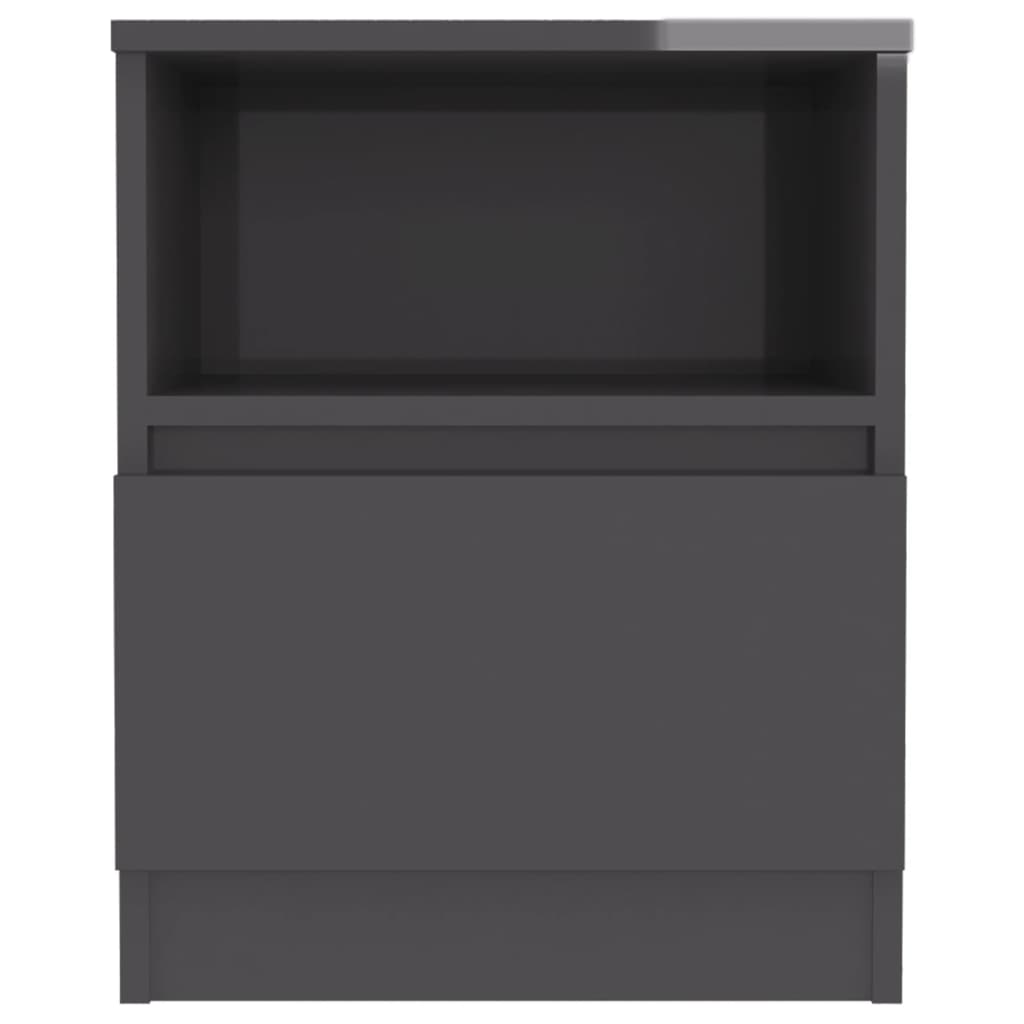 vidaXL Нощно шкафче, сив гланц, 40x40x50 см, ПДЧ