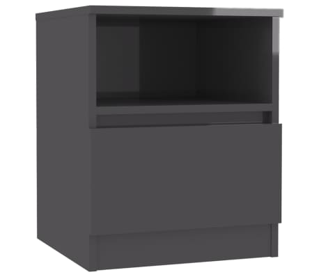 vidaXL Nattbord 2 stk h&oslash;yglans gr&aring; 40x40x50 cm konstruert tre