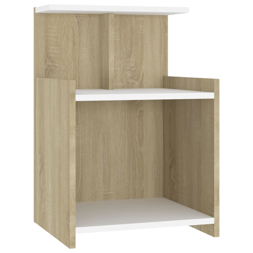 

vidaXL Nachtkastjes 2 st 40x35x60 cm spaanplaat wit sonoma eikenkleur