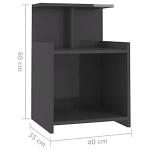 Noční stolky 2 ks šedé s vysokým leskem 40x35x60 cm dřevotříska - obrázek 7