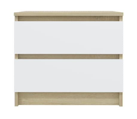 vidaXL Sängbord vit och sonoma-ek 50x39x43,5 cm konstruerat trä