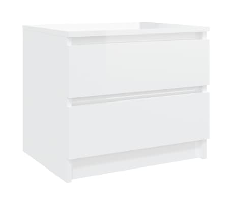 vidaXL Κομοδίνα 2 τεμ. Γυαλιστερό Λευκό 50x39x43,5 εκ. από Επεξ. Ξύλο