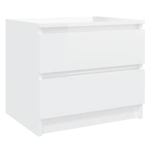 vidaXL Κομοδίνα 2 τεμ. Γυαλιστερό Λευκό 50x39x43,5 εκ. από Επεξ. Ξύλο