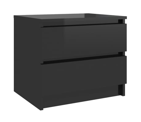 vidaXL Κομοδίνα 2 τεμ. Γυαλιστερό Μαύρο 50x39x43,5 εκ. από Μοριοσανίδα