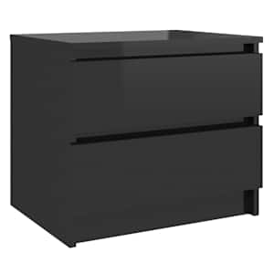 vidaXL Κομοδίνα 2 τεμ. Γυαλιστερό Μαύρο 50x39x43,5 εκ. από Μοριοσανίδα