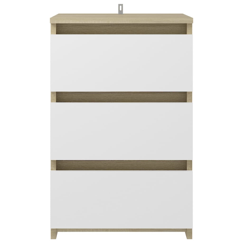 

vidaXL Nachtkastje 40x35x62,5 cm spaanplaat wit en sonoma eikenkleurig