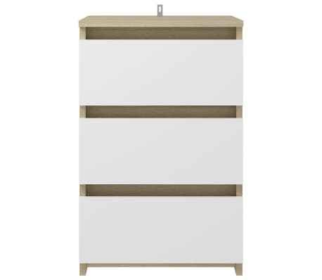 vidaXL Nattbord hvit og sonoma eik 40x35x62,5 cm konstruert tre