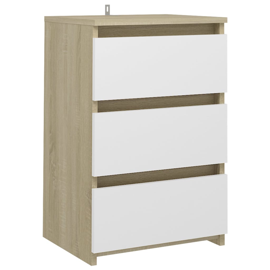 

vidaXL Nachtkastjes 2 st 40x35x62,5 cm spaanplaat wit en sonoma eiken