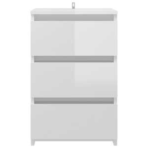 vidaXL naktsskapītis, spīdīgi balts, 40x35x62,5 cm, inženierijas koks