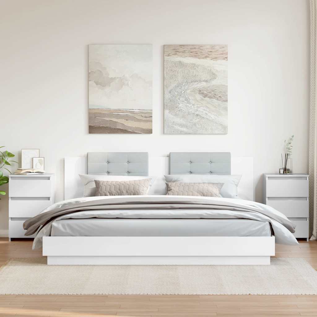 vidaXL Noptiere, 2 buc., alb extralucios, 40x35x62,5 cm, lemn compozit