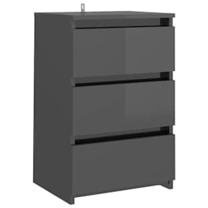 vidaXL Nattbord 2 stk h&oslash;yglans gr&aring; 40x35x62,5 cm konstruert tre