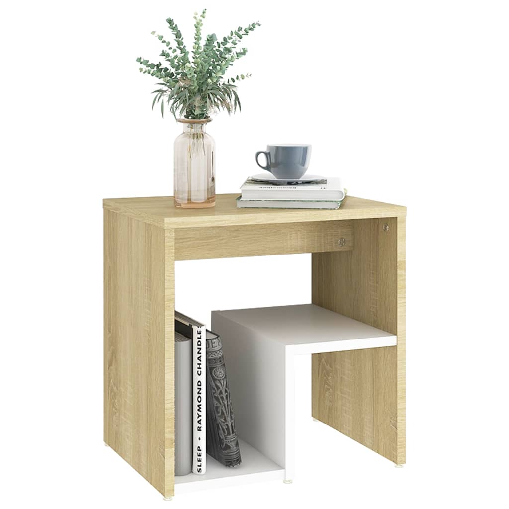 Noptiere, 2 buc., alb și stejar Sonoma, 40 x 30 x 40 cm, PAL