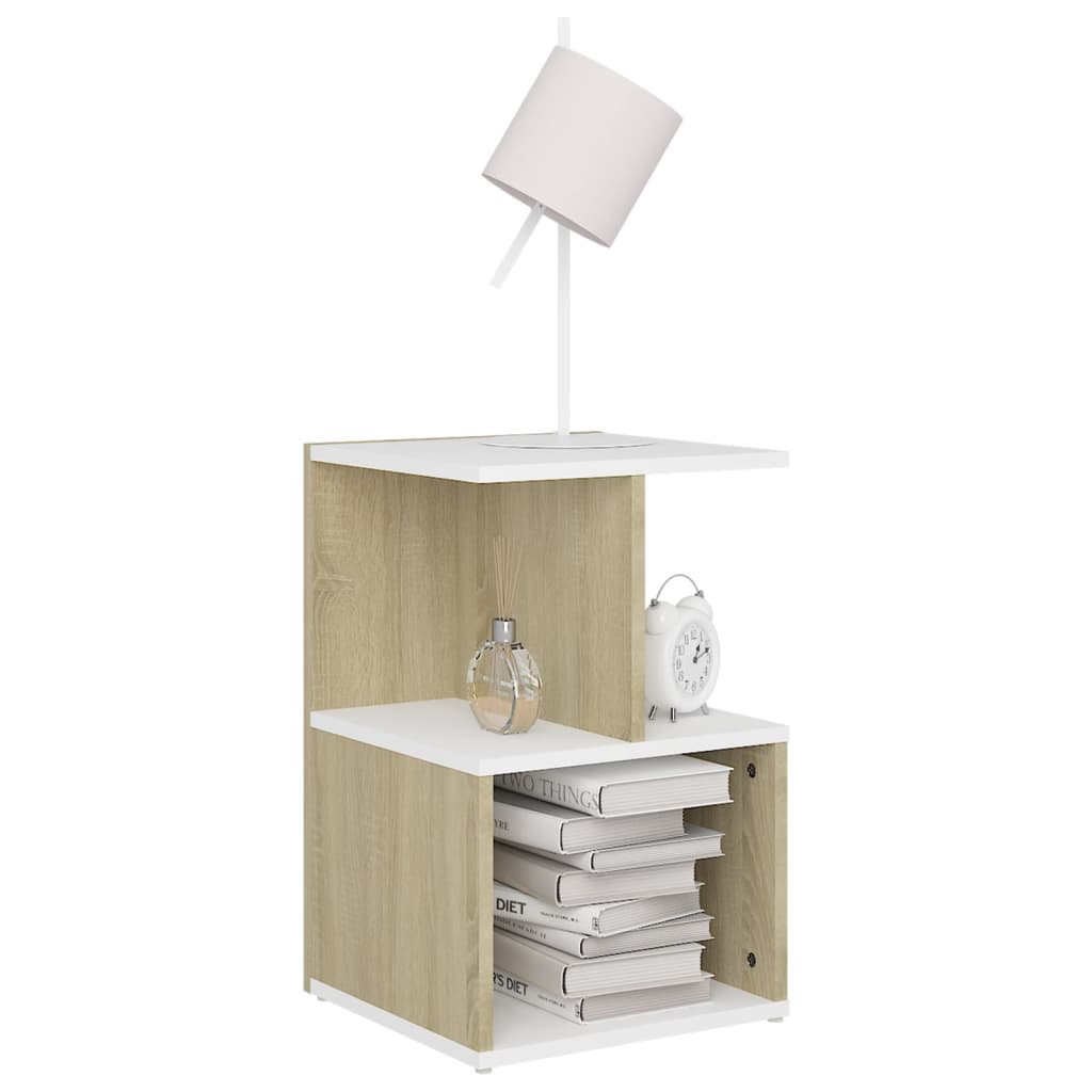 

vidaXL Nachtkastjes 2 st 35x35x55 cm spaanplaat wit sonoma eikenkleur