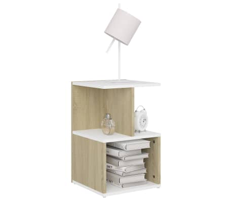 vidaXL Nattbord 2 stk hvit og sonoma eik 35x35x55 cm konstruert tre