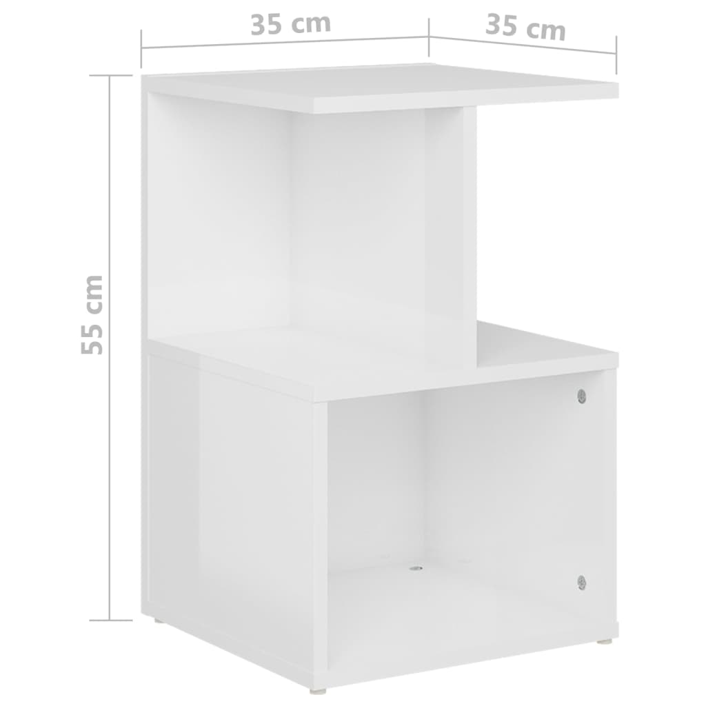  Nočný stolík vysoký lesk biely 35x35x55 cm drevotrieska