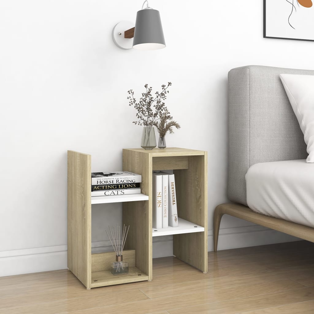 

vidaXL Nachtkastjes 2 st 50x30x51,5 cm spaanplaat wit en sonoma eiken