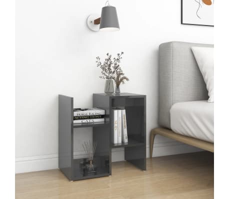 vidaXL Nattbord h&oslash;yglans gr&aring; 50x30x51,5 cm konstruert tre