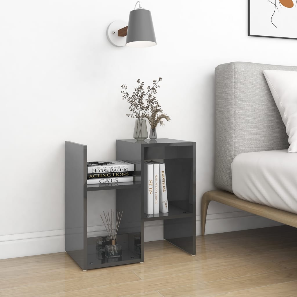 

vidaXL Nachtkastjes 2 st 50x30x51,5 cm spaanplaat hoogglans grijs