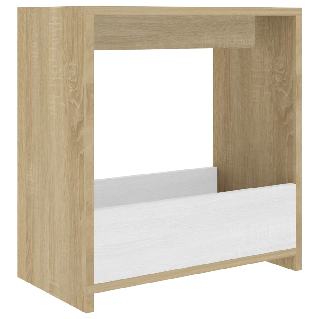 

vidaXL Side Table White and Sonoma Oak 19.7"x10.2"x19.7" Engineered Wood