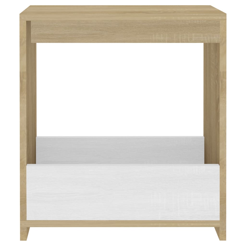 vidaXL Side Table White and Sonoma Oak 20"x10.2"x20" Chipboard