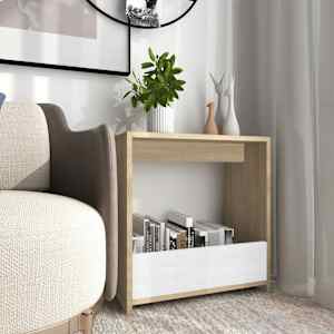 vidaXL Sidebord hvit og sonoma eik 50x26x50 cm konstruert tre