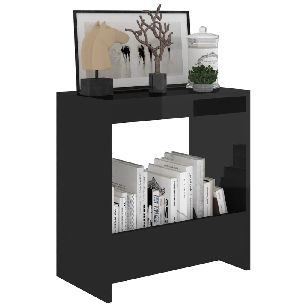 vidaXL lisalaud, kõrgläikega, must, 50x26x50 cm puitlaastplaat