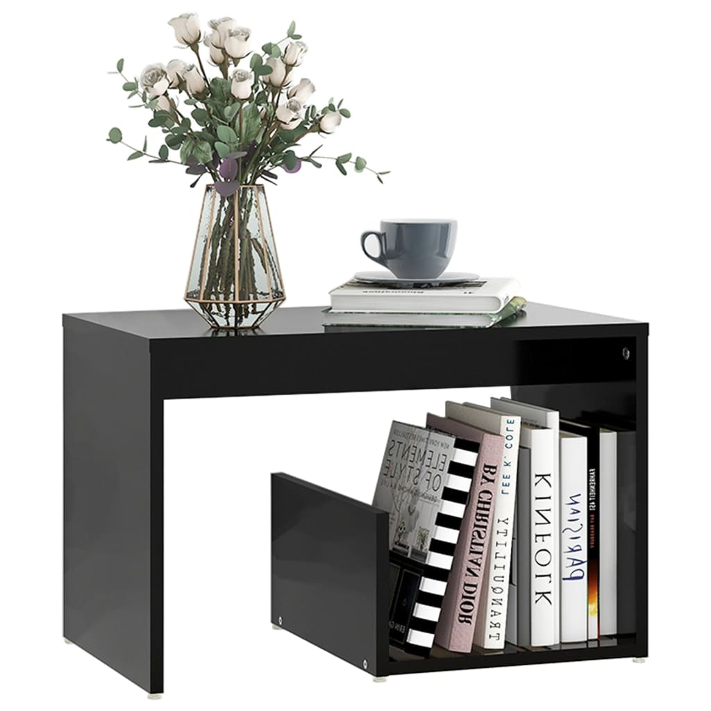vidaXL fekete forgácslap kisasztal 59 x 36 x 38 cm