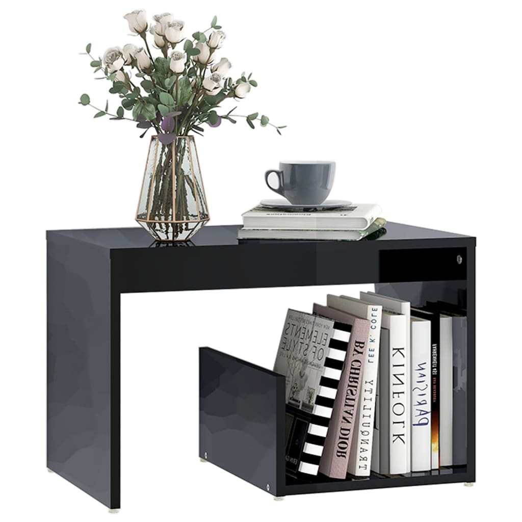 

vidaXL Bijzettafel 59x36x38 cm spaanplaat hoogglans zwart