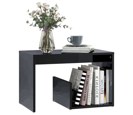 vidaXL Sidebord h&oslash;yglans svart 59x36x38 cm sponplate