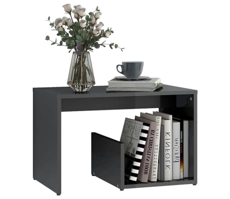 vidaXL Τραπέζι Βοηθητικό Γυαλιστερό Γκρι 59 x 36 x 38 εκ. Μοριοσανίδα