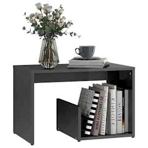 vidaXL Τραπέζι Βοηθητικό Γυαλιστερό Γκρι 59 x 36 x 38 εκ. Μοριοσανίδα
