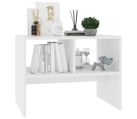 vidaXL Table d'appoint Blanc brillant 60x40x45 cm Agglom&eacute;r&eacute;